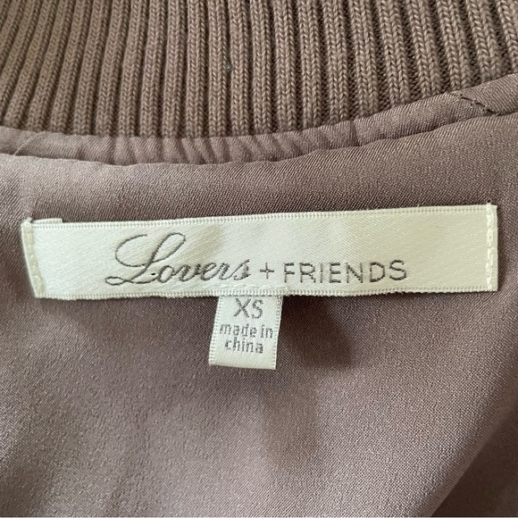 Lovers Friends The Worldwide Bomber Jacket XS Purple Embroidered Floral Stains - Picture 12 of 12